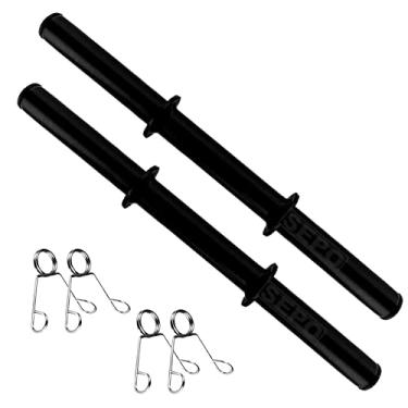 Imagem de Kit Par De Halteres Barras Fitness Tubo Oca 40cm Preta com Presilhas