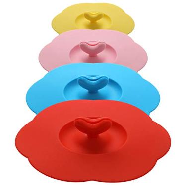 Imagem de Capas de silicone para copo (conjunto de 4), tampas multicoloridas para canecas, xícaras, potes de chá, capas flexíveis para caneca para café e chá