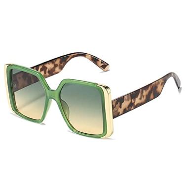 Imagem de Óculos de sol quadrados Steampunk para mulheres Moda Grande Armação Óculos de sol Punk Feminino Liga Decoração Óculos UV400,C5Verde,VerdeAmarelo,Tamanho único