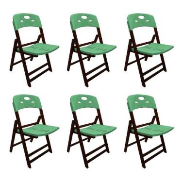 Imagem de Kit Com 6 Cadeiras Dobraveis De Madeira Elegance Imbuia Polipropileno