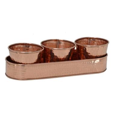 Imagem de Conjunto 3 Vasos Com Suporte de Metal Cobre 9cm Espressione