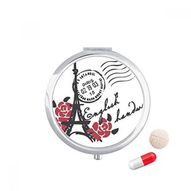 Imagem de Caixa de comprimidos estilo carimbo Torre Eiffel Roses França Paris bolso caixa de armazenamento de remédios dispensador de recipiente