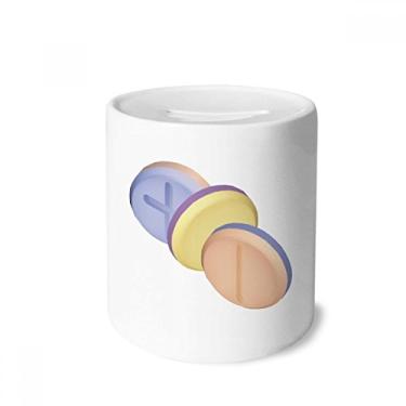 Imagem de DIYthinker Produtos de cuidados com a saúde, ilustração com padrão de pílulas, caixa para dinheiro, caixa de moeda de cerâmica, presente de cofrinho