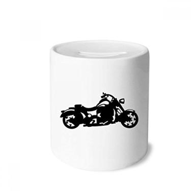 Imagem de DIYthinker Caixa de moedas de cerâmica com estampa de ilustração preta para motocicleta, presente de cofrinho