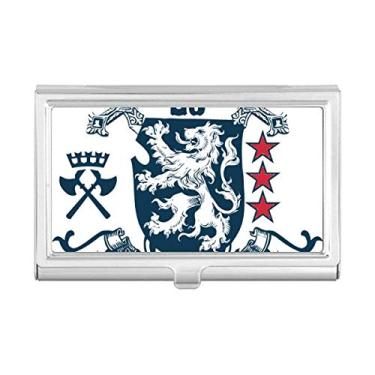 Imagem de Porta-cartões de visita com emblema de leão Medievais Cavaleiros da Europa com espada