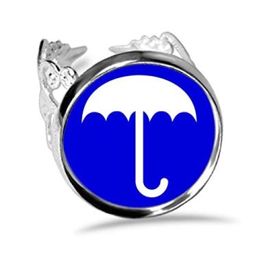 Imagem de DIYthinker Anel de noivado de casamento ajustável com estampa quadrada azul chuva