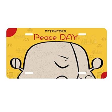 Imagem de DIYthinker Placa de licença feliz preta com olhos fechados, etiqueta para decoração de carro, dia da paz