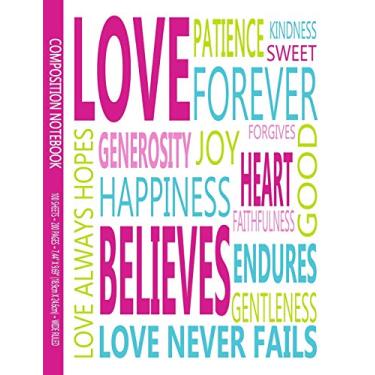 Imagem de Composition Notebook: 1 Corinthians 13 Love Never Fails Scripture Pastel Typography Notebook, 7.44 X 9.69 Composition With 200 Wide Ruled Lined Pages, Scripture Journal