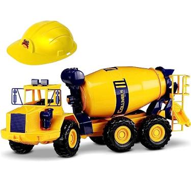 Imagem de Caminhão de Brinquedo Betoneira 70cm + Manivela para Girar e Capacete Infantil
