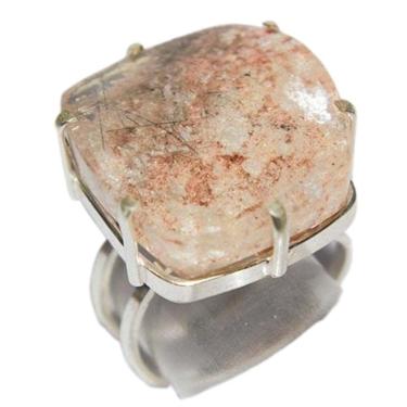 Imagem de Anel Cristal com Lodolita Natural Aro Ajustável Prata 950