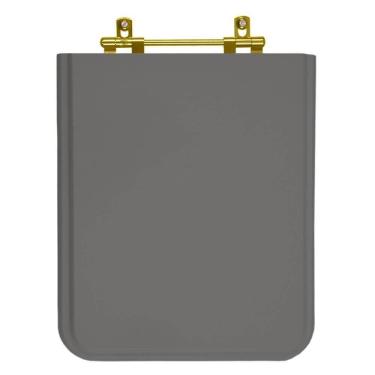 Imagem de Assento Sanitario Poliester Square Ambar (cinza Escuro) Para Vaso Incepa Cidamar Com Ferragem Dourada