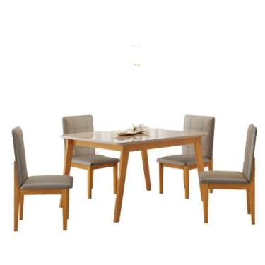 Imagem de Conjunto Mesa De Jantar Elegance Off White 1,20 M Com 4 Cadeiras - Jcm