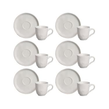 Imagem de Conjunto com 6 Xícaras e Pires para Café Porto Brasil Bio Vit em Stoneware Cinza - 120 ml