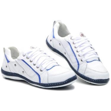 Imagem de Sapatênis Masculino Couro Casual Macio Costurado Cadarço
