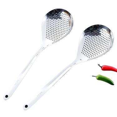 Imagem de Filtro de alimentos 1 PCS Escumadeira de aço inoxidável 304 Escumadeira de panela quente Escorredor de malha fritadeira óleo fritadeira colher macarrão bolinho peneira ferramenta de cozinha Utensílios de cozinha (Cor: Pequeno)