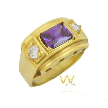 Imagem de Anel de formatura pedra roxa Ametista (Teologia) Feito de moeda antiga (30)