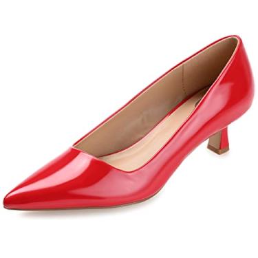 Imagem de Journee Collection Womens Celica Wide Width Slip On Kitten Heel Pointed Toe Pumps Patent/Red 8 Wide Womens US