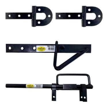 Imagem de Par Dobradiça Ferradura 220 + Tranca Porteira E Metralhadora