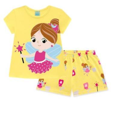 Imagem de Pijama Infantil Feminino Camiseta + Short Em Meia Malha Fadinha Kyly -