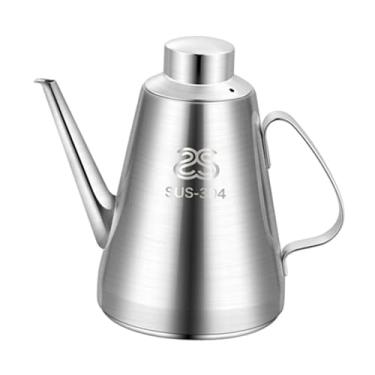 Imagem de ＫＬＫＣＭＳ Dispensador de óleo de aço inoxidável, chaleira para molho de soja, garrafa de azeite, recipiente de óleo para derramar pote de óleo para restaurantes, 700ml