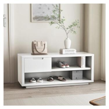 Imagem de Prateleira de sapatos banco de armazenamento de sapatos, banco de sapatos de entrada com gavetas, banco de madeira para entrada, organizador de sapateira para entrada e corredor sapateira empilhável