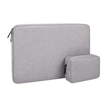 Imagem de Capa protetora para notebook com bolsa de acessórios, bolsa de transporte, compatível com todos os laptops de 14,1 a 15,4 polegadas (cinza)