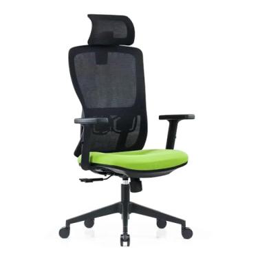Imagem de HEADMALL Cadeira de Escritório Ergonômica, Cadeira de Malha Com Encosto Alto, 2D Braços, Encostos de Cabeça Ajustáveis Apoio Lombar (Almofada Verde)