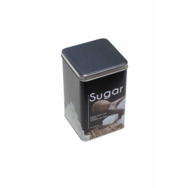 Imagem de Pote Lata Porta Mantimentos Em Metal Quadrado Para Açucar