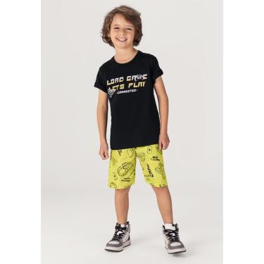 Imagem de Infantil - Conjunto Menino Com Camiseta E Bermuda Preto Incolor  menino
