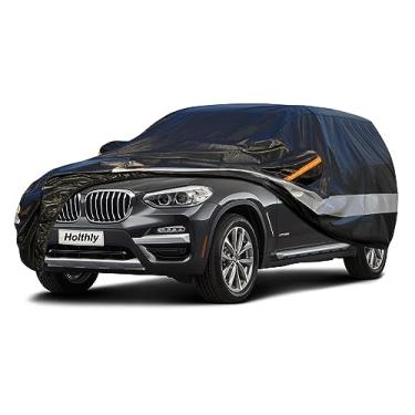 Imagem de Holthly Capa de carro de 10 camadas à prova d'água para todos os climas para SUV grande, capas de carro 100% à prova d'água ao ar livre chuva neve proteção contra poeira UV. Ajuste personalizado para Porsche Cayenne, BMW X5, Toyota Highlander, etc