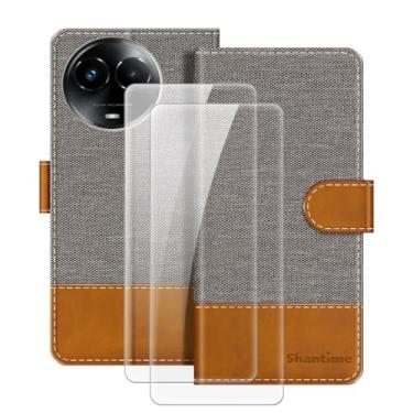 Imagem de MILEGOO Capa de couro para Oppo Realme 11 5G Global Magnetic Phone Case com carteira e compartimento para cartão + [2 unidades] protetor de tela de vidro temperado para Oppo Realme 11 5G Global (6,7