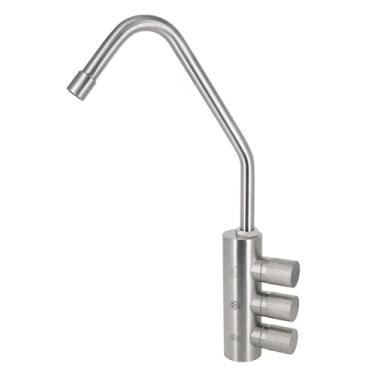 Imagem de Torneira de cozinha de aço inoxidável de 3 vias, torneira de água potável, torneira de água com gás filtro de água resfriada barra de torneira de água doméstica moderna para refrigerador, máquina de