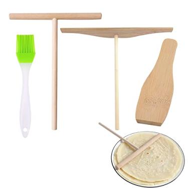 Imagem de Kit de espátula e espátula de crepe, 4 peças com escova de óleo de cor aleatória para ajuste grande de crepe