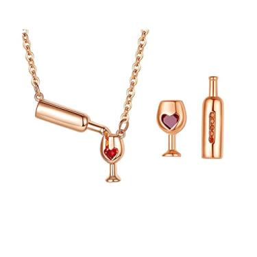 Imagem de Brincos modernos de vidro com garrafa de vinho tinto com cristal de zircão amor coração festa banquete joia, Cobre, Sem Pedra Preciosa
