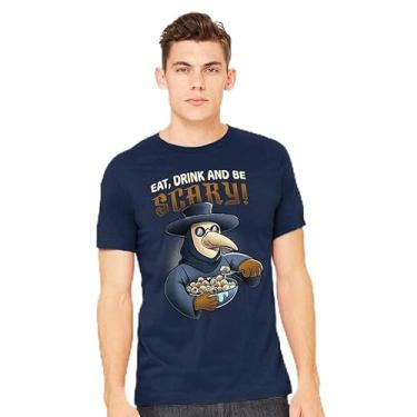 Imagem de TeeFury - Camiseta masculina Eat Drink and Be Scary - História da Peste, Azul marino, XXG