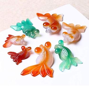 Imagem de Feng Shui Joias para fazer contas pequenas 3 peças pingente de peixe dourado amuletos ágata carnelian calcedônia koi carpa jardim zen antigo contas de cristal de cura artesanato faça você mesmo atrair