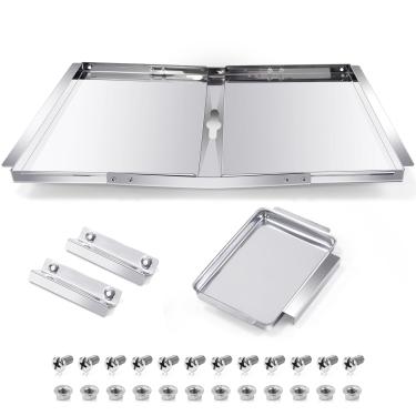 Imagem de Hiorucet Bandeja de graxa com bandeja de captura para Charbroil, Nexgrill, Dyna Glo, Kenmore, BHG, Expert, Backyard, Uniflame, Members Mark, peças de reposição para churrasqueira monumento, bandeja de