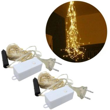 Imagem de Jogo 2 Pisca Cascata 200 Lâmpadas Chuva de Ouro LED Warm Bivolt - Art Christmas