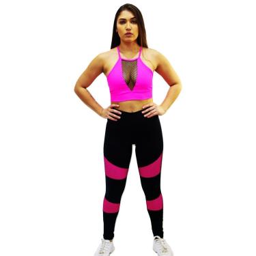 Imagem de Calça fuso de suplex poliamida detalhe em arrastão colorido-Feminino