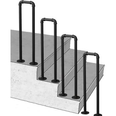 Imagem de CL-ZZZ Kit de barra de suporte para escada de corrimão de ferro forjado vintage, trilho de escada de transição para 1 degrau, para jardim interno externo, terraço, corredor, degraus externos