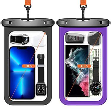 Imagem de Lanhiem Bolsa grande à prova d'água para celular [até 10,5 polegadas] Bolsa seca universal IPX8 à prova d'água com cordão para iPhone 17 Pro Max /16, S25 Ultra/S24/S23 Plus/S25 FE, Moto G/Pixel 10 9 8