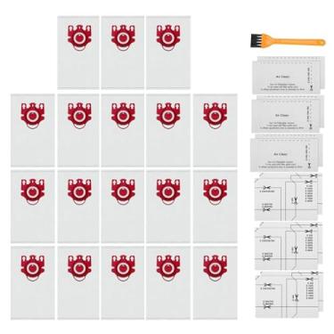 Imagem de Pacote com 18 sacos de aspirador de pó FJM compatíveis com Miele FJM Bags AirClean 3D Efficiency, inclui 6 pares de filtros pré-motor e pós-motor