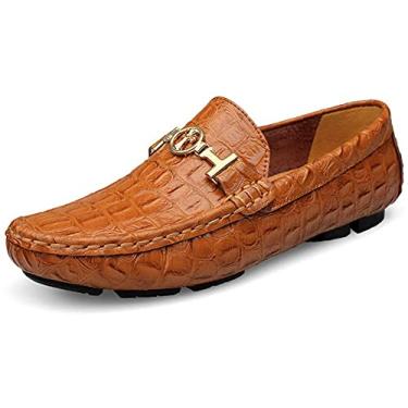 Imagem de Sapatos de Couro Para Homem Mocassins Condução Casual Passeio Barco de Moda Casamento Castanho 48/47