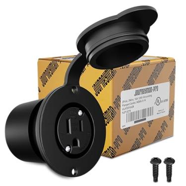 Imagem de Journeyman-Pro 5279 15 Amp 120-125 Volt, NEMA 5-15 saída flangeada, categoria comercial preta, fio 2 polos-3, receptáculo de carregador de plugue de lâmina reta (com tampas frontais e traseiras)