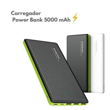 Imagem de  Carregador Power Bank 5000 mAh Com Cabo V8 Compatível com Moto M/ Max