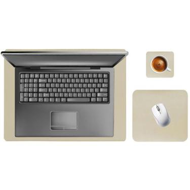 Imagem de Kit Mouse Pad 43x30cm Para Notebook Tablet + 20x20cm Com Apoio De Copo