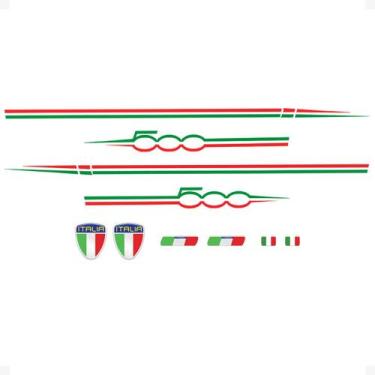 Imagem de Adesivo Fiat 500 Faixa Lateral + Emblemas Cromado Resinado - SPORTINOX