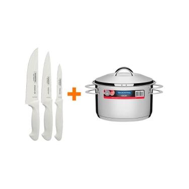 Imagem de Kit - Faqueiro Premium 3 Peças + 1 Panela Inox Solar 6,1 Lts Solar Pit2 - Tramontina