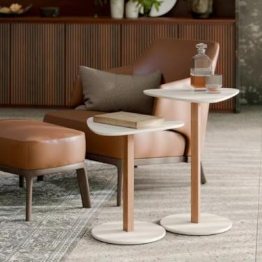 Imagem de Mesa Mesinha Centro Lateral Organica 2 Un Mdf Madeira Novas (Off White)