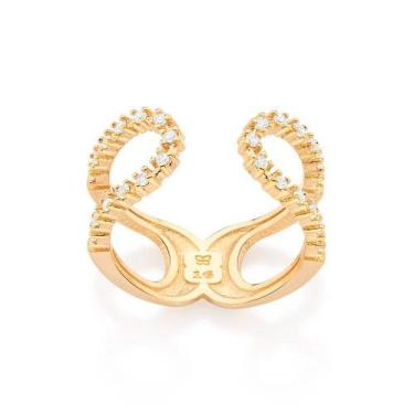 Imagem de Anel banhado ouro 3x 24k 18k e 22k feminino rommanel ajustável craveja